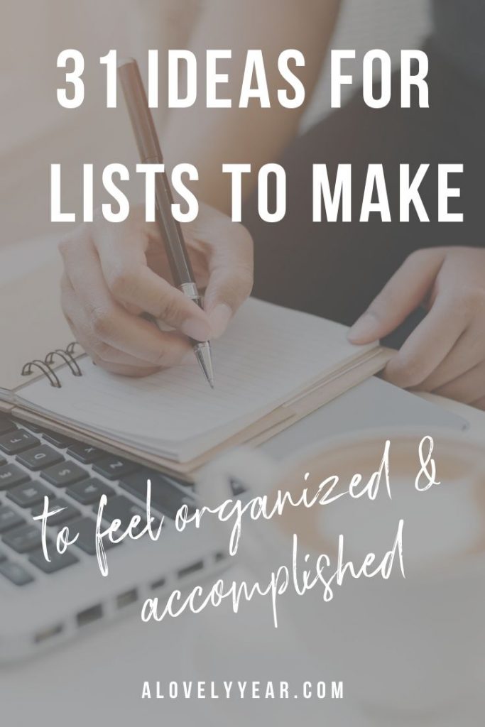 31 Lists to Make